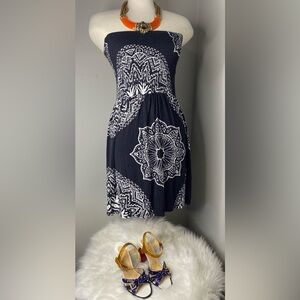 Strapless Black & White Printed Bohemian Beach Dress